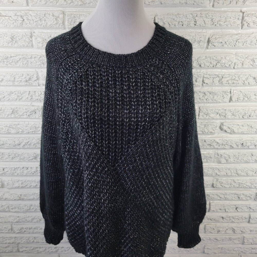 Worthington 1X Black Silver Metallic Sweater Open Knit Long Sleeve SWE36E - Picture 3 of 9